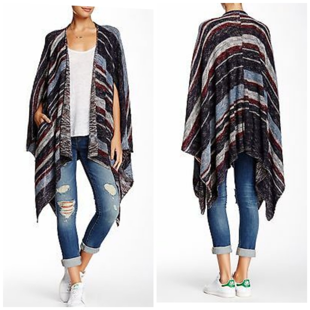 Free People Multicolor Striped Poncho